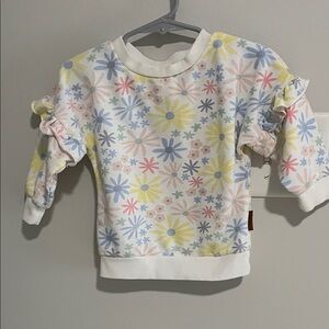 Floral Kids Sweatshirt with Ruffle Sleeves